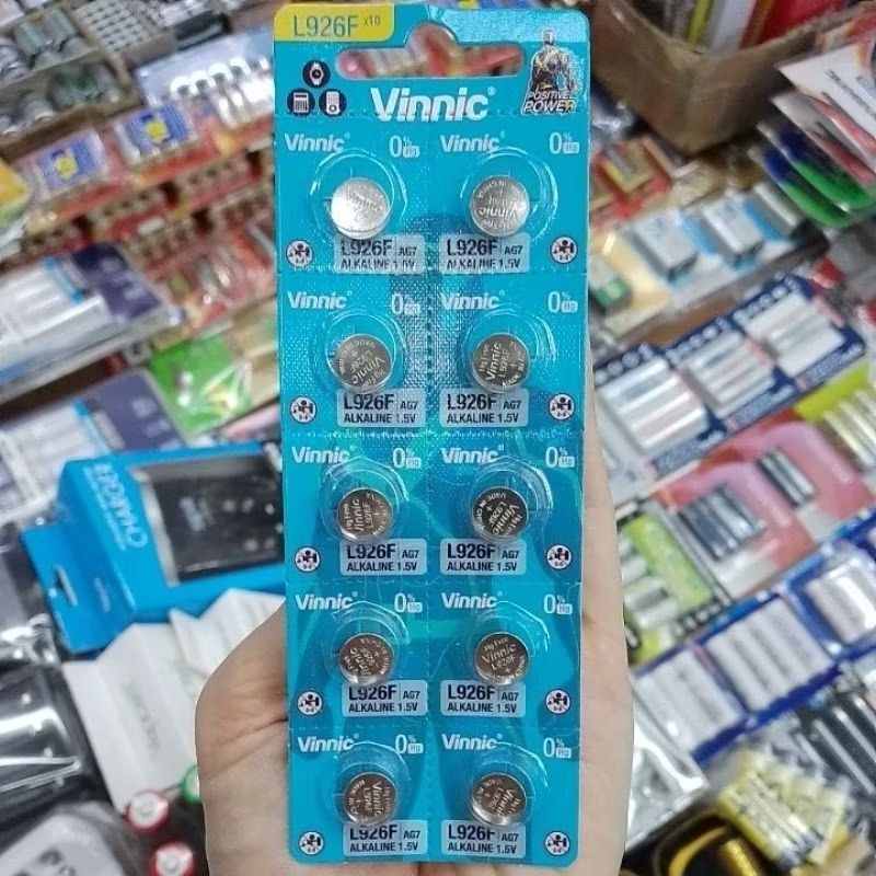 ถ่านกระดุม Vinnic L926F, LR927, AG7, 395 1.5V แพค10ก้อน ของใหม่ ของแท้