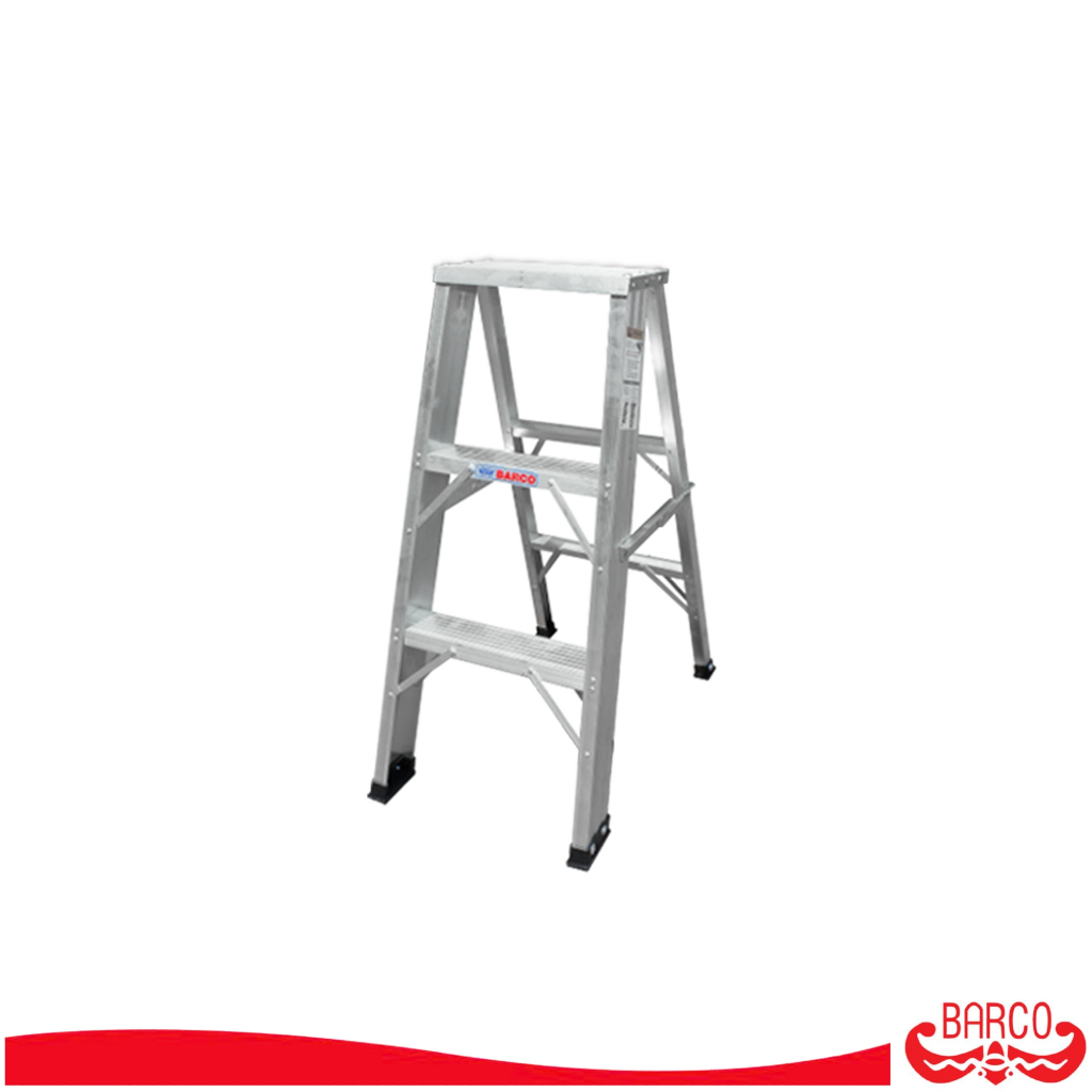 BARCO บันไดอลูมิเนียมทรงเอ ขึ้นทางเดียว 3 ขั้น 0.9 ม.