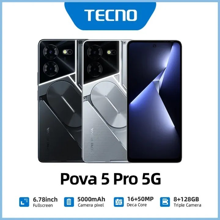 2024 Pova 5 Pro 5g สมาร์ทโฟนใหม่ 7.3 นิ้วหน่วยความจำหน้าจอ HD 16GB+512GB ROM 50 + 108MP โทรศัพท์ COD