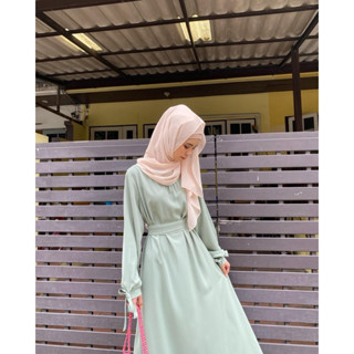 Abaya โบว์แขน เดรสยาว แฟชั่นมุสลิม ชุดยาว เดรส อบาย่า