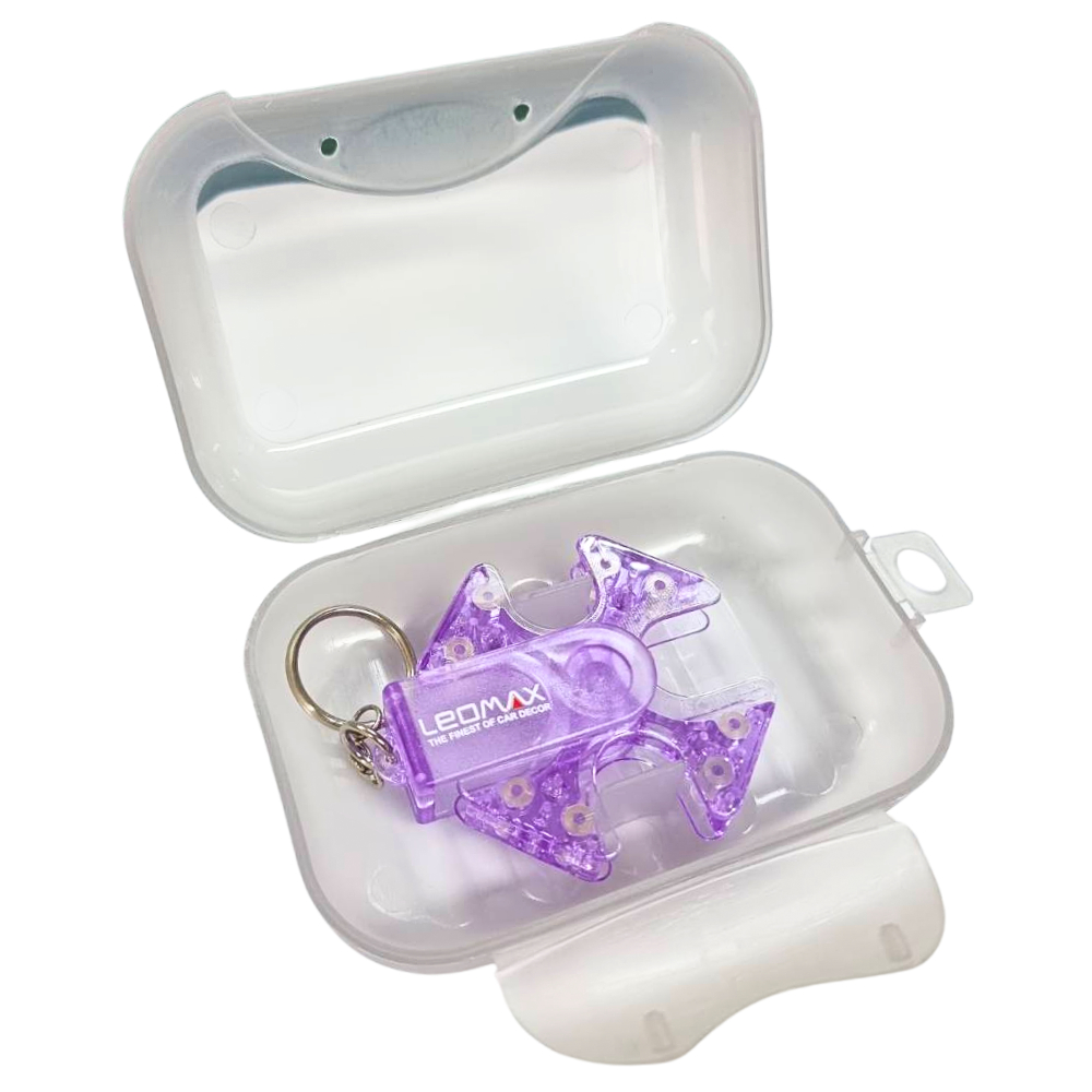 LEOMAX พวงกุญแจเก็บเหรียญหมุนได้ รุ่น SPINNER  สีประจำวัน 7 สี สีม่วง พร้อมเคส