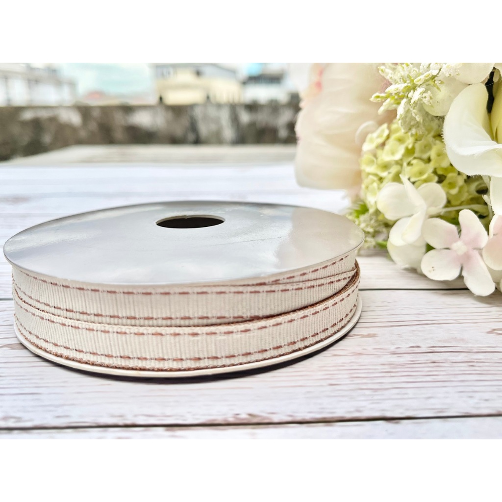 🌿 ริบบิ้น (1cm.-005) สีนู๊ด เอิร์ธโทน สำหรับทำสายคล้อง ราคาต่อหลา 🌿 - รูปที่ 7