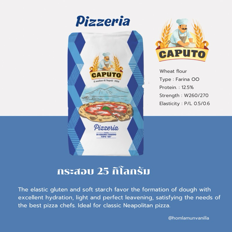 แป้งพิซซ่า Caputo Pizzeria OO Flour กระสอบ 25 Kg