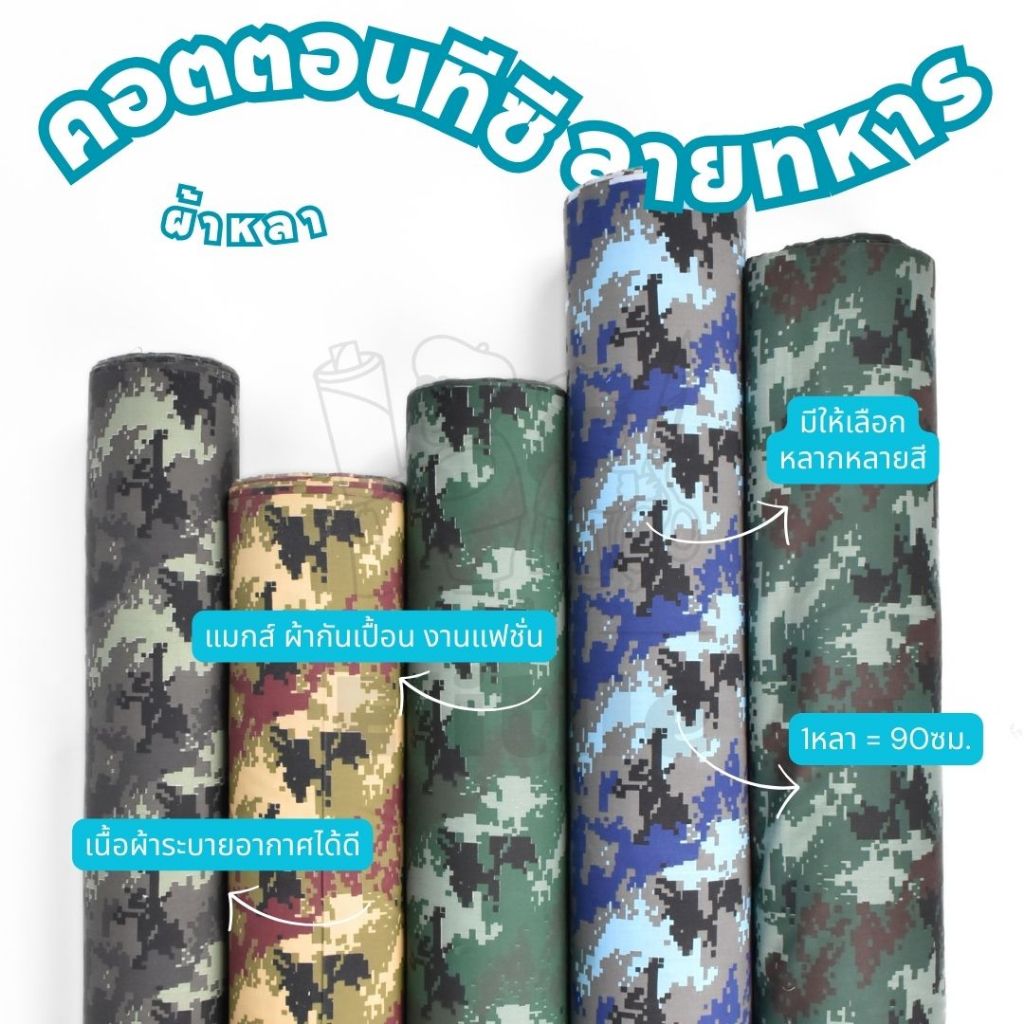 *มีส่งด่วน/Delivery*ผ้าลายทหารดิจิตอล กว้าง45นิ้ว ผ้าคอตตอนทีซีพิมพ์ลาย ทำผ้ากันเปื้อน แมสก์ งานแฟชั่น ต่างๆ