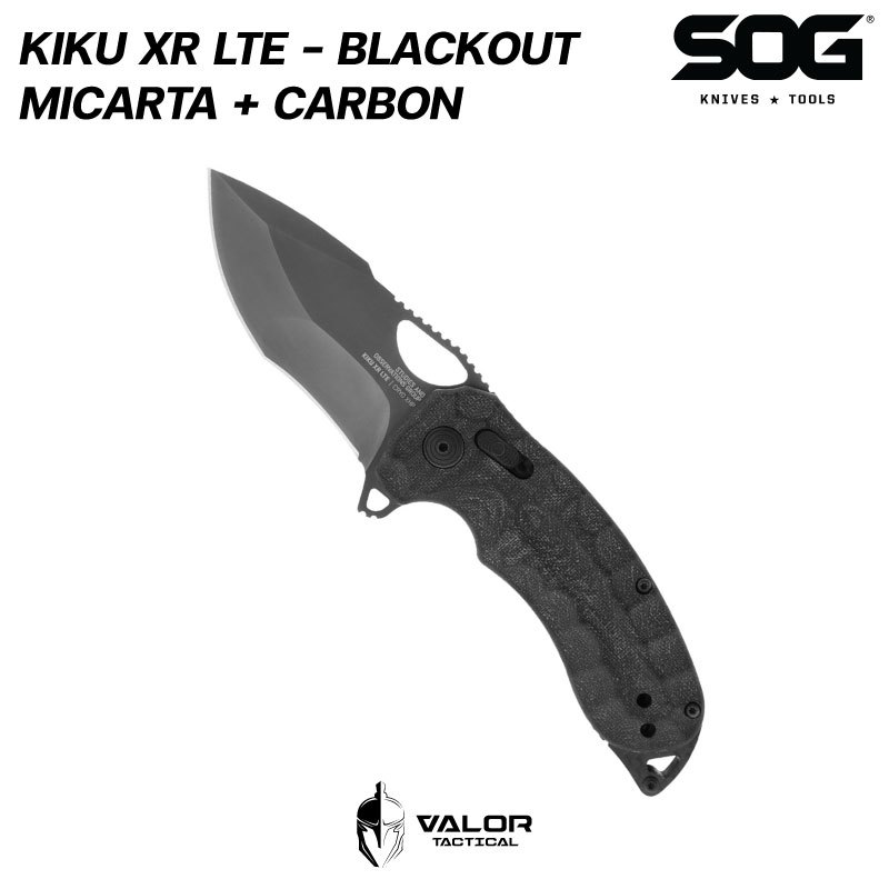 SOG - Kiku XR LTE - Blackout Micarta มีดพับพกพา น้ำหนักเบา เหมาะกับกิจกรรมกลางแจ้ง ทนทานต่อการกัดกร่