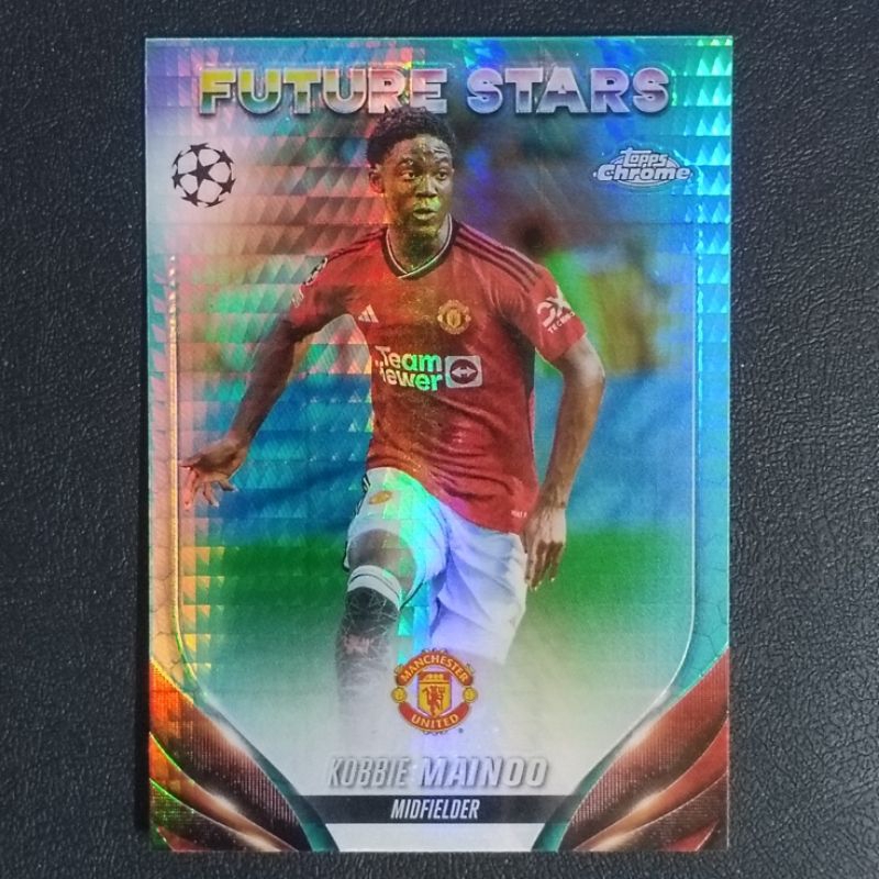 การ์ดฟุตบอลโครม KOBBIE MAINOO AQUA PARALLEL TOPPS CHROME UEFA 2024 SOCCER CARD