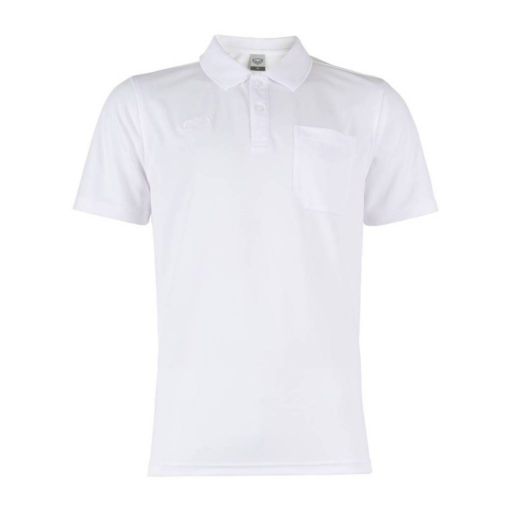 เสื้อโปโลแกรนด์สปอร์ต สีขาว ล้วน รหัส 012283
