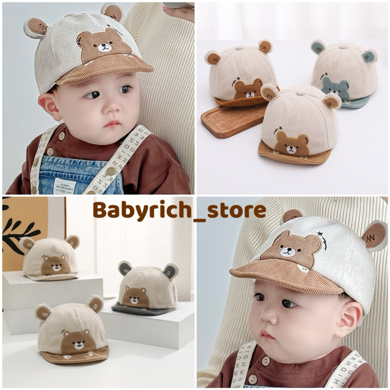 (พร้อมส่ง 3 สี) หมวกเด็ก แก๊ป หมวกลูกฟูกเด็ก  ทารก เด็กน้อย เด็กอ่อน cap hat