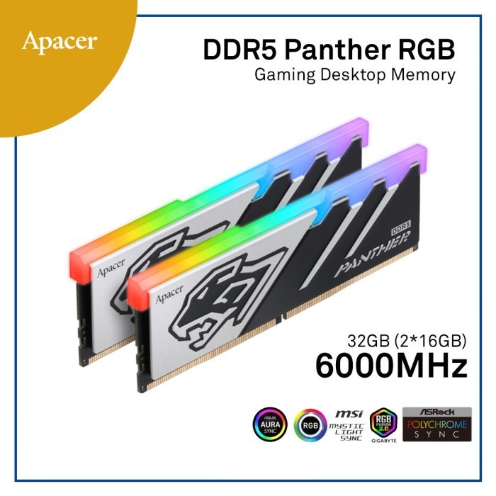 RAM APACER PANTHER RGB DDR5 32GB (16GBx2) 6000MHz RAM APACER PANTHER (AH5U32G60C5129BAA-2)