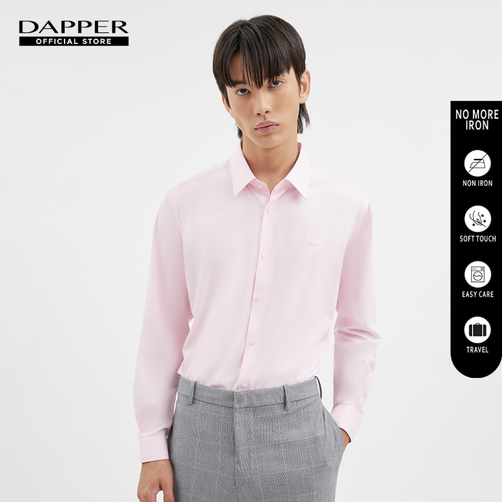 DAPPER เสื้อเชิ้ตแขนยาว NO MORE IRON ทรง Smart Fit สีชมพู (BSL/PK/311TB)