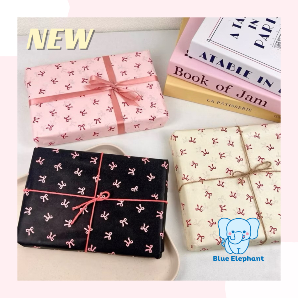 Blue Elephant กระดาษห่อ( 20แผ่น) ขนาด50x70cm ลายโบว์ กระดาษห่อของ มาใหม่