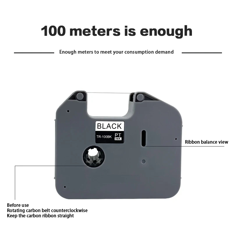 เทปป้ายชื่อเข้ากันได้สีดำ PT-100BK 1ชิ้น TR-100BK น้องชายเครื่องพิมพ์ริบบิ้น TP-E800T E850TKW E800TK - รูปที่ 4