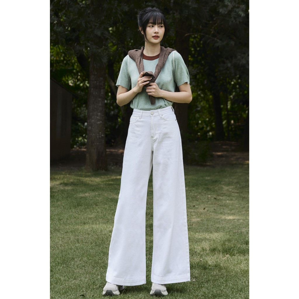 TBY Jeans กางเกงยีนส์ผู้หญิง ขาใหญ่ เอวสูง สีขาว (T3186)