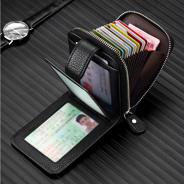 กระเป๋าใส่บัตร RFID สำหรับธุรกิจ หนังแท้ กระเป๋าใส่บัตรสำหรับใบขับขี่ กระเป๋าใส่บัตรเครดิตสำหรับผู้ชายและผู้หญิง กระเป๋า
