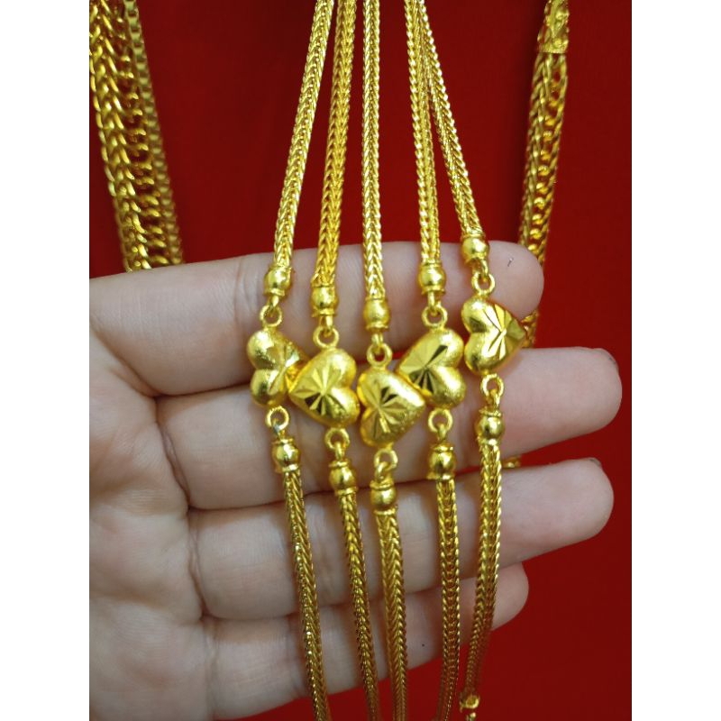 สร้อยข้อมือ เบนซ์คั่นหัวใจ กลาง 1 บ. ตัน สีทอง 96.5% ไม่ลอกไม่ดำ Jewelry