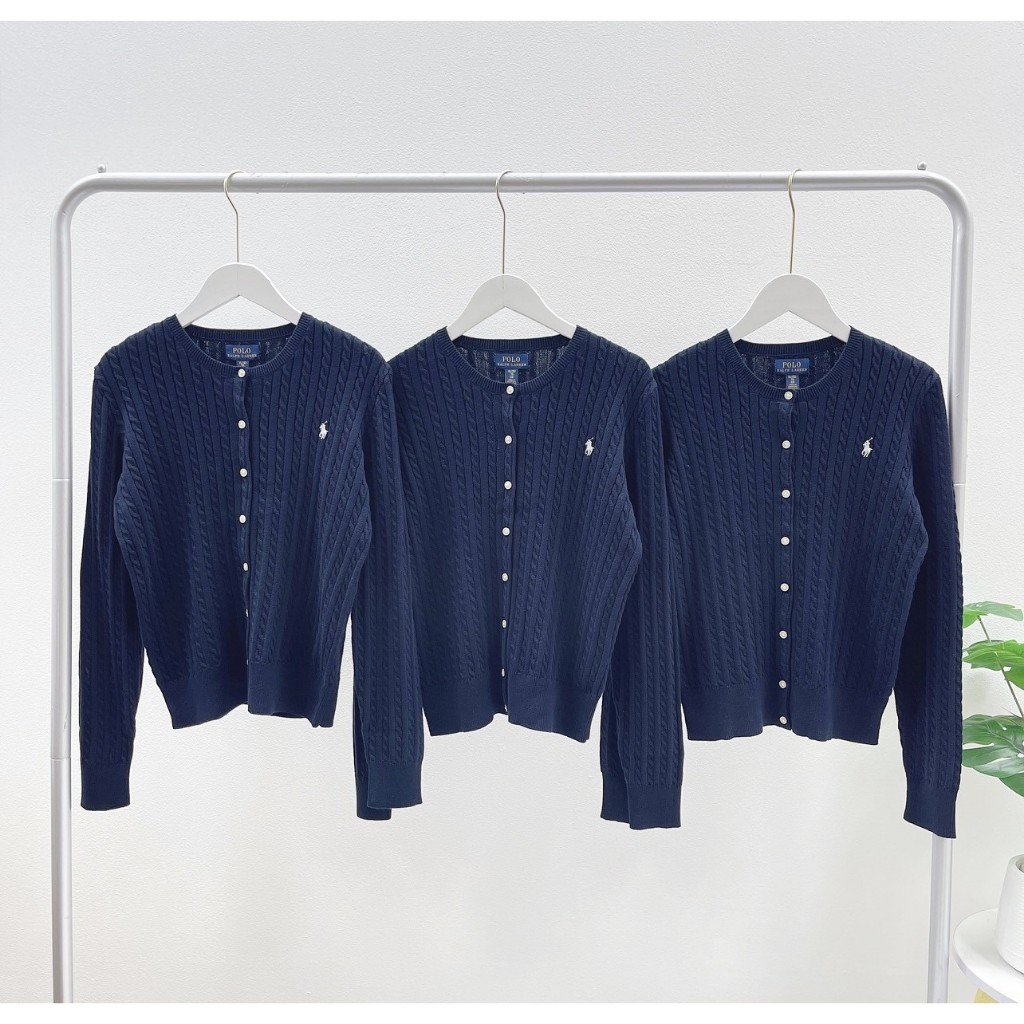 Ralph Lauren Mini-Cable Cotton Cardigan ( Navy)