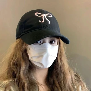 หมวกแก็ป (ปักโบว์) หมวกเบสบอล แฟชั่นเกาหลี cotton cap หมวกเดินป่า