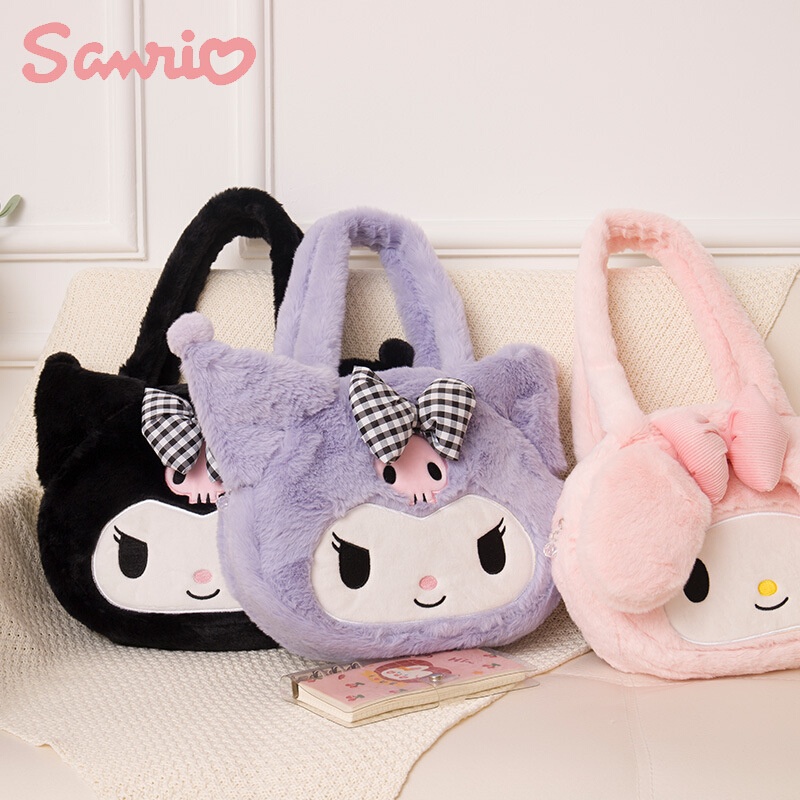Sanrio Kulomi กระเป๋าสะพายไหล่ กระเป๋าถือ ทรงโท้ท ขนาดใหญ่ จุของได้เยอะ ปักลายการ์ตูนน่ารัก สําหรับสตรี และนักเรียน