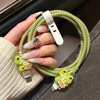 ชุดถนอมสายชาร์สำหรับ ไอโฟน ชุดเเต่งสาย สำหรับ สายชาร์จ 20วัต เคสหัวชาร์จ Adapter 20w กันสายหัก ลายการ์ตูน 35W