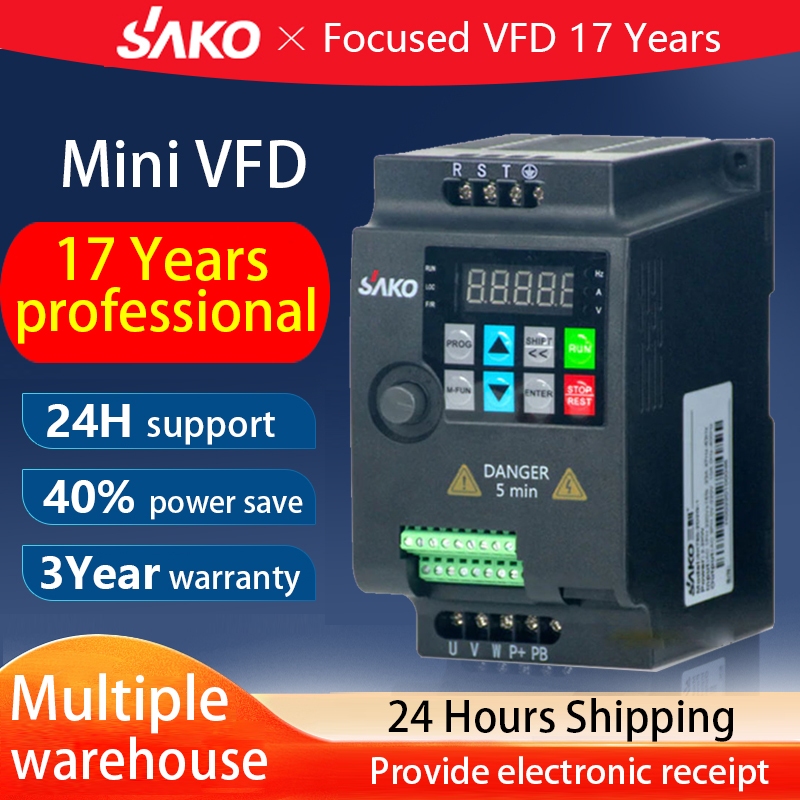 อินเวอร์เตอร์ ตัวแปรความถี่ สำหรับมอเตอร์ ควบคุม ความเร็ว Converter SAKO SKI780 VFD Inverter 1PH To 3PH 220V 380V 2.2kw