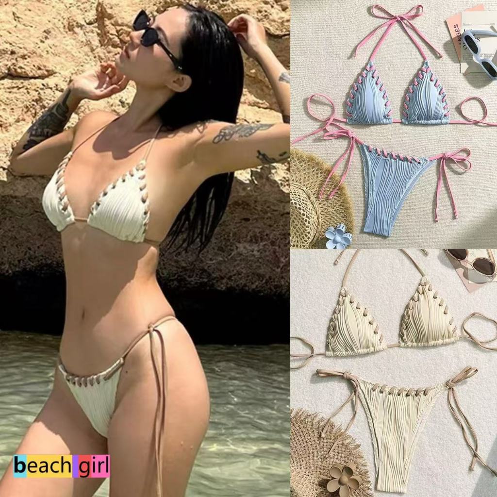 👙beachgirl👙ชุดว่ายน้ำ บิกินี่ เซ็กซี่ เซ็ต2ชิ้น แฟชั่น ส่งไวจากไทย