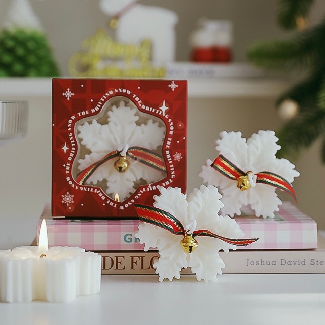 O•urHome [พร้อมส่ง] เทียนหอมรูปเกล็ดหิมะ Christmas Snowflake candle อุปกรณ์ประกอบฉากการถ่ายภาพ ของตกแต่งบ้าน ร้านกาแฟ