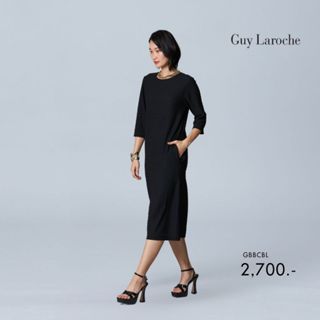 Guy Laroche เดรส Cozy promfy แขนยาวสามส่วน สีดำ GBBCBL