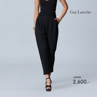Guy Laroche กางเกงผ้ายืด Cozy promfy ทรงนิวแครอท สีดำ GBBDBL