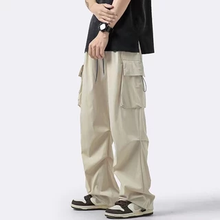 S-10XL กางเกงคาร์โก้ผู้ชาย สไตล์วินเทจอเมริกัน กางเกงขายาวทรงหลวม