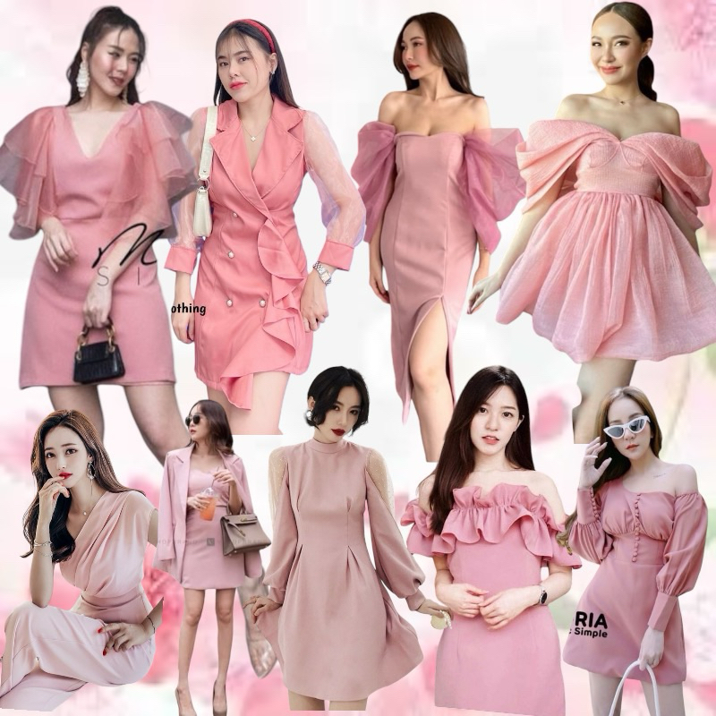**เช็คสินค้าก่อนกดสั่งซื้อ*เดรสชุดสีชมพู: เดรสออกงานโทนชมพู ชุดงานแต่ง ออกงาน ชุดงานบวชงานแต่ง#