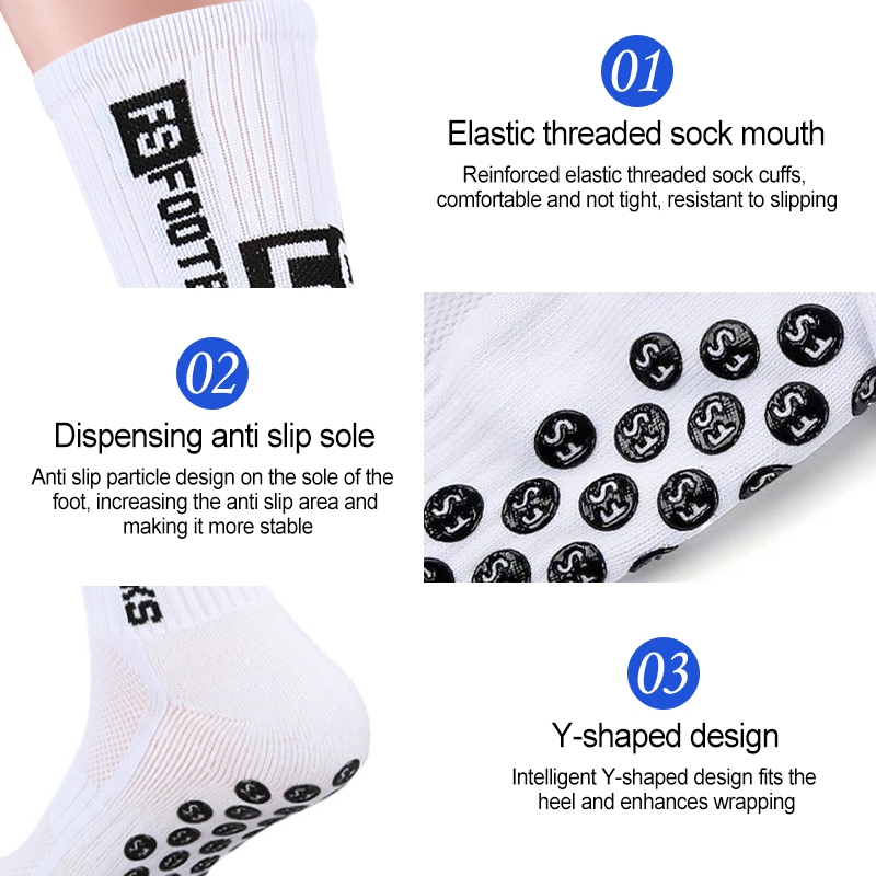 ถุงเท้า สําหรับฟุตบอล/บาสเกตบอล/วิ่ง กันลื่น ซับเหงื่อ ถุงเท้ากีฬา ข้อกลาง ฟรีไซส์ 36-44 ผู้ชาย/ผู้หญิงใส่ได้