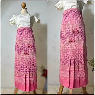 ผ้าถุงสำเร็จ สีดำ ผ้าซิ่นเย็บสำเร็จผ้าฝ้ายจับจีบติดโบว์เอวฟรีไซส์8