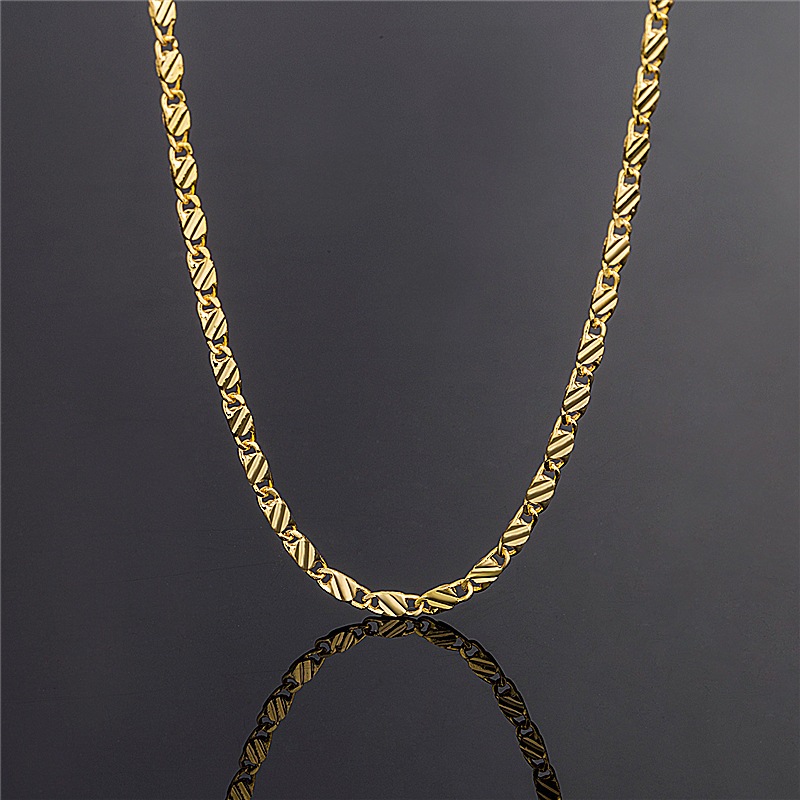 สร้อยคอสั้น ชุบทองแท้ 18K ความกว้าง 2.5มม. ความยาว 21นิ้ว (55ซม.) ไม่รวมจี้ ไม่ดำไม่ลอกสี SS77-78