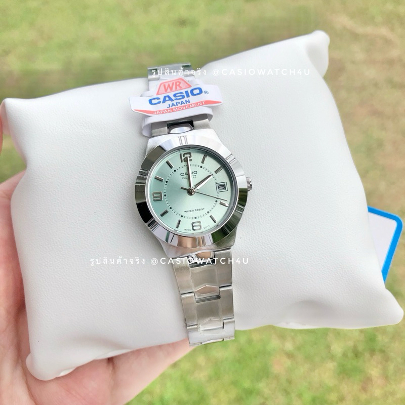 CASIO นาฬิกาข้อมือผู้หญิง รุ่น LTP-1241D-3A สีเขียว หน้าปัด 25มม รับประกันศูนย์เซ็นทรัล 1 ปีเต็ม
