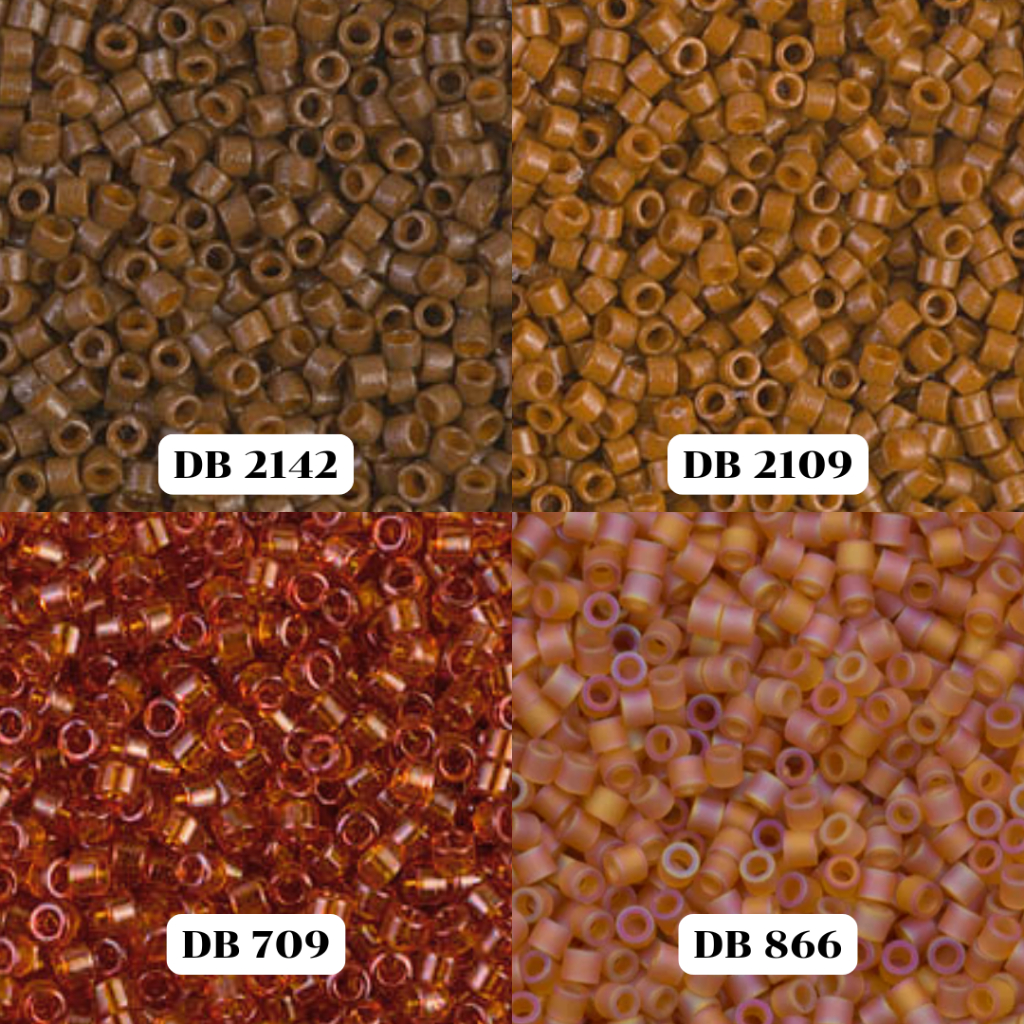 Delica 11/0 สีน้ำตาล ทรงกระบอก ลูกปัดแก้ว Miyuki Beads เม็ดบีด