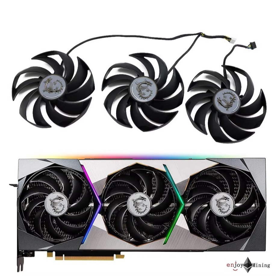 พัดลมการ์ดจอ MSI GeForce RTX 3070 3080 3070Ti 3080Ti 3090 Graphics Card suprim X PLD10010B12HH 95mm 