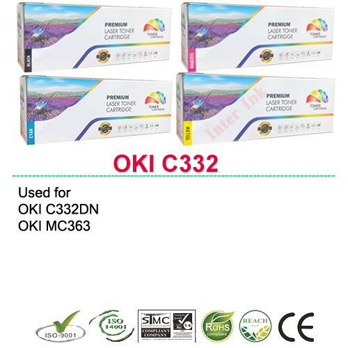 หมึกพิมพ์ OKI C332 (สีดำ/ สีฟ้า/ สีเหลือง/ สีแแดง) Color Box