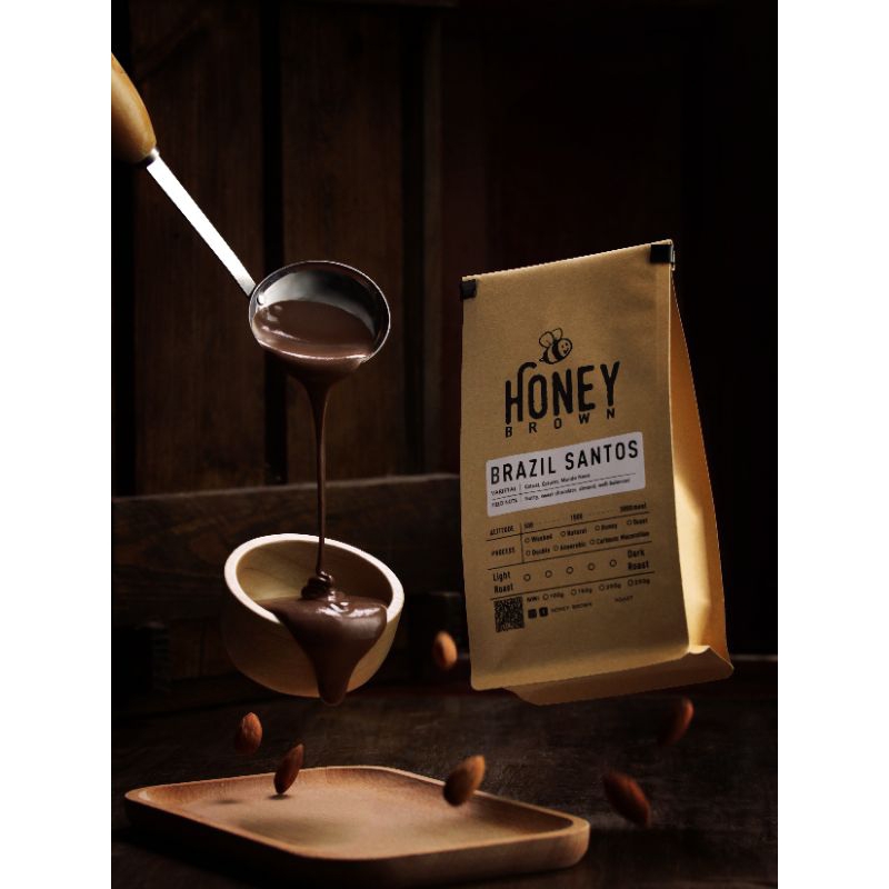 HONEY BROWN เมล็ดกาแฟคั่ว Brazil Santos Fine Cup บราซิล ซานโตส 200g- 1kg