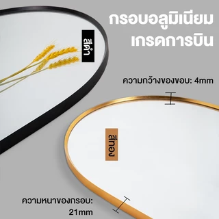 KATIFIA กระจกห้องน้ำ กระจกติดผนัง กระจกห้องน้ำทรงรี โครงอลูมิเนียมหนา กระจก HD สีเงิน 40*60/50*70CM