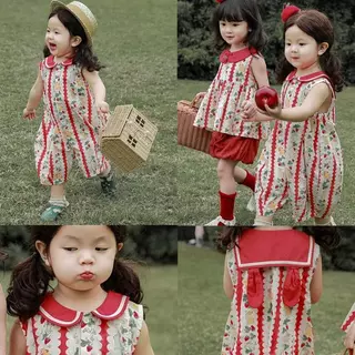 Hania Kids พร้อมส่ง ชุดจั๊มสูทแบบกางเกงลายกระต่าย สไตล์เกาหลี สําหรับเด็กผู้หญิง - K3124231