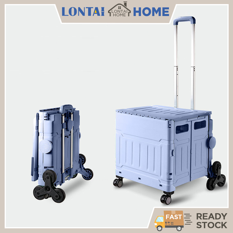 LONTAI รถเข็นรถเข็น น้ำหนักเบา พกพาสะดวก ล้อเปลี่ยนทิศทางได้ ล็อคได้ รถเข็นพื้นที่ขนาดใหญ่