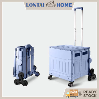 LONTAI รถเข็นรถเข็น น้ำหนักเบา พกพาสะดวก ล้อเปลี่ยนทิศทางได้ ล็อคได้ รถเข็นพื้นที่ขนาดใหญ่