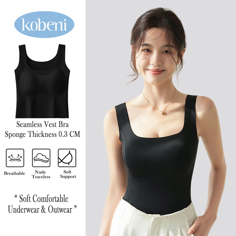 ⭐KOBENI⭐ชุดชั้นในหญิง เสื้อสายเดี่ยวเต็มตัว มีฟองน้ำในตัว ผ้านุ่ม ใส่สบาย ไร้ตะเข็บ ผ้าเเนบเนื้อหยืดได้ตามตัว ไม่ร้อน
