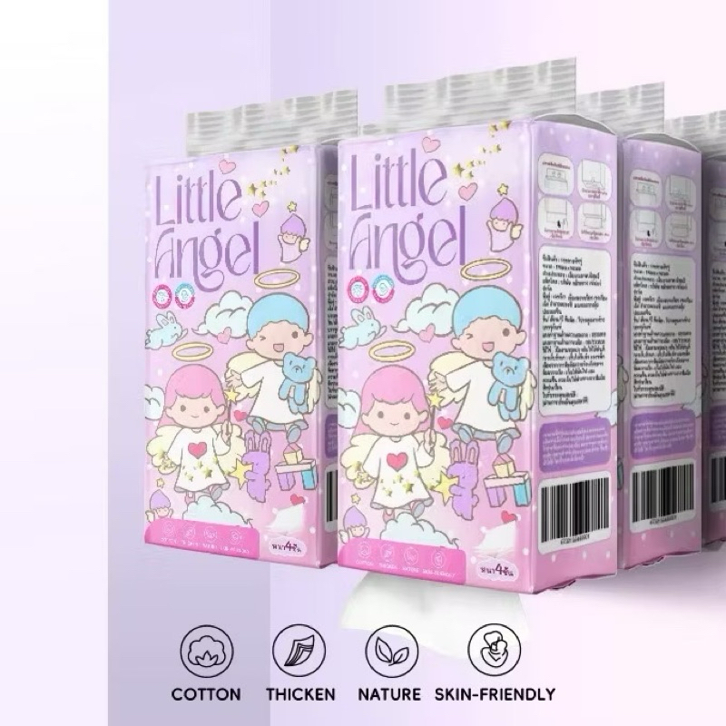 [ 4 หิ้ว ] หนานุ่ม เช็ดหน้าหนา4ชั้น กระดาษทิชชู่ แบบดึง little angel 1280แผ่น ขายดีอันดับ1