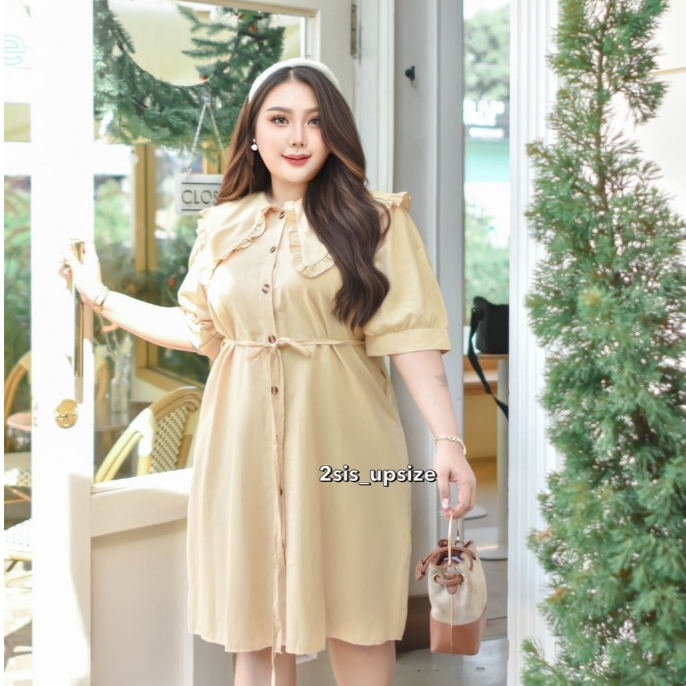 เดรสบาร์บี้แขนสั้นสไตล์มินิมอล  เนื้อผ้าคัตตอลลินิน สไตล์ มินิมอล งานใส่สบาย   ใส่ทำงานก็ดีMอก50L54นิ้ว - รูปที่ 2