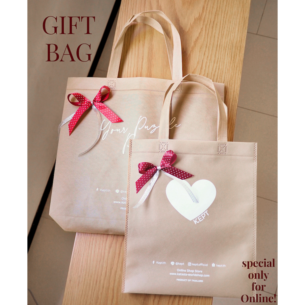KEPT Gift Bag  ✨*กดได้เฉพาะลูกค้าที่ซื้อกระเป๋าด้วยเท่านั้น** บริการติดโบว์ของขวัญที่ถุงเพื่อพร้อมมอบของขวัญ♡คละ2แบบ