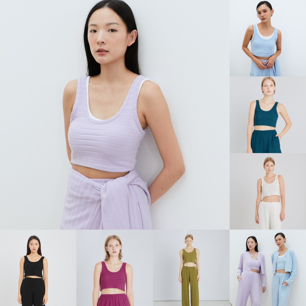 picht - Spun u neck crop เสื้อครอปไหมพรม แขนกุด คอยู (The Knit Collection)