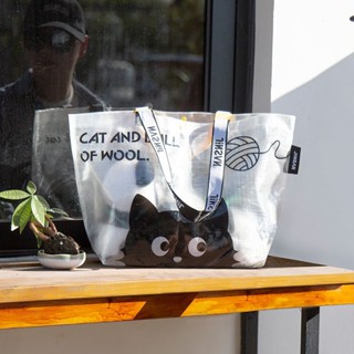 Shopping Bag/Woven Bag ถุงช้อปปิ้งกันน้ำแบบโปร่งใส มีกระดุมป…