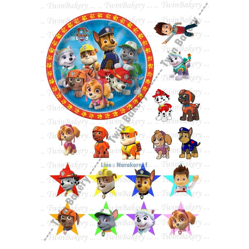 แผ่นเวเฟอร์ (Wafer Sheet) รวมลาย Paw Patrol **ทานได้**