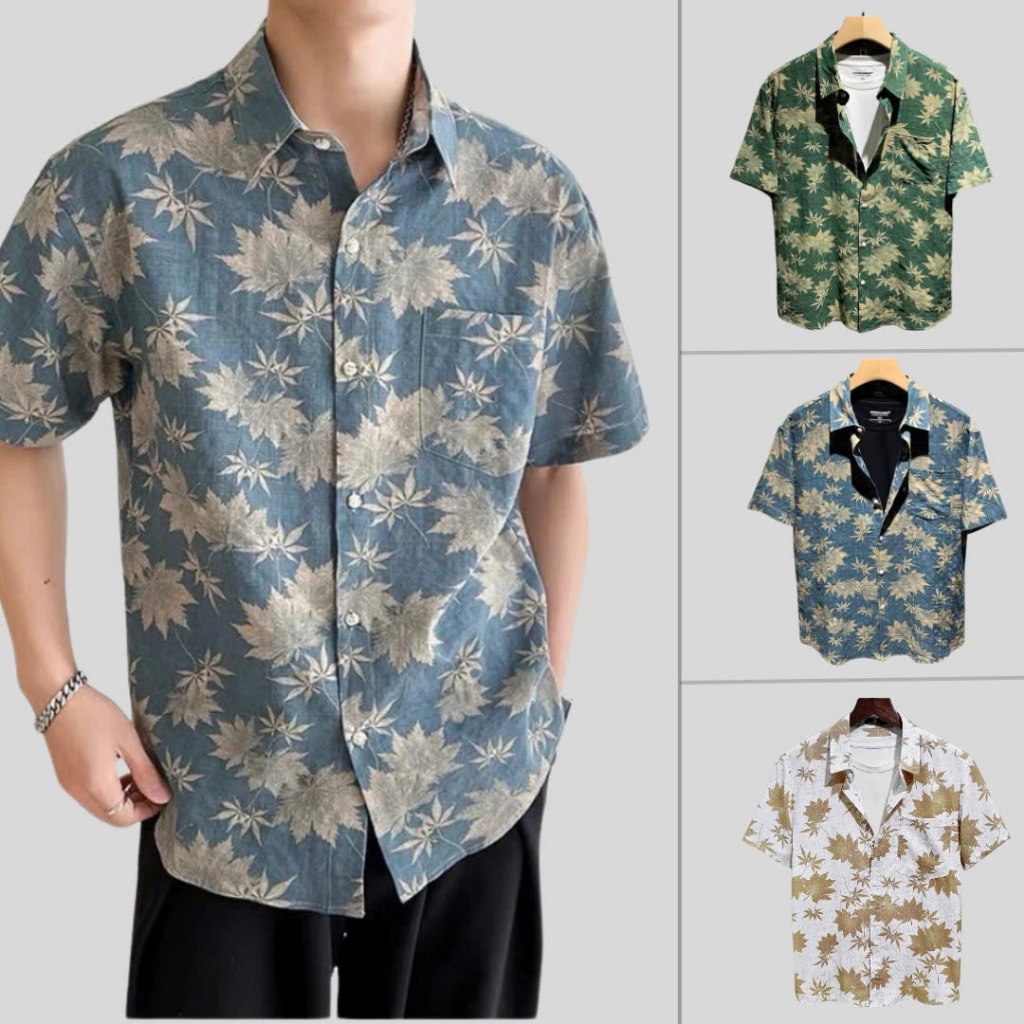 WS23-เสื้อลายใบไม้ - ดีไซน์สวยงาม - เนื้อผ้าระบายอากาศได้ดี - สีสันสุดฮอตสำหรับฤดูร้อน